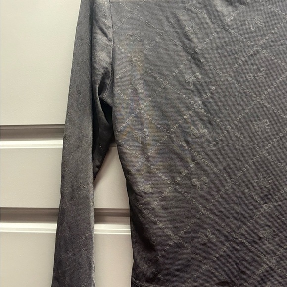 Black sheer mesh bow crop shirt (similar to Marine Serre sheer top) - Picture 13 of 14